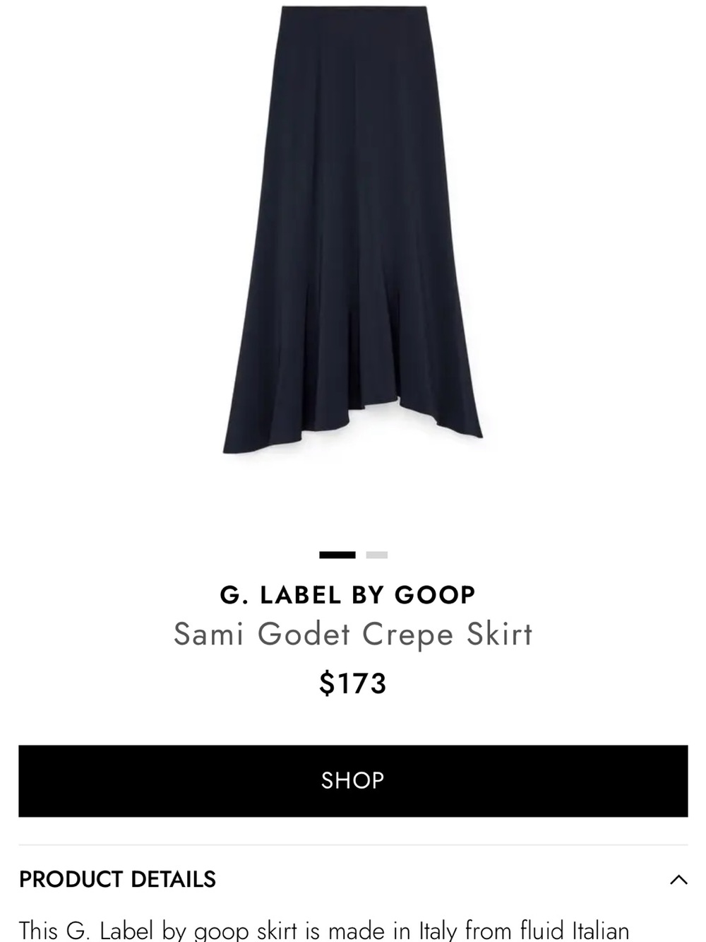 Sami Godet Crepe Skirt - navy